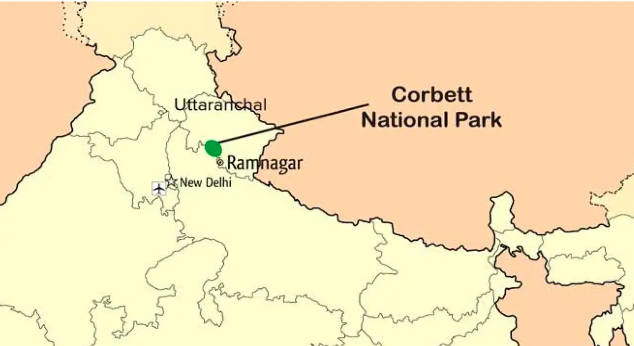 Corbett National Park Location on India Map